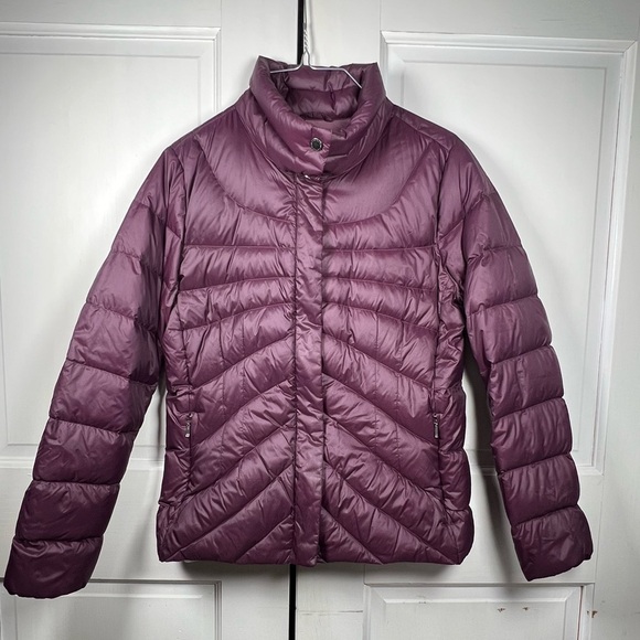 Lands' End Jackets & Blazers - Lands' End Women's Plum Down Puffer Lightweight Jacket Snap/zipper Closure Sz XS